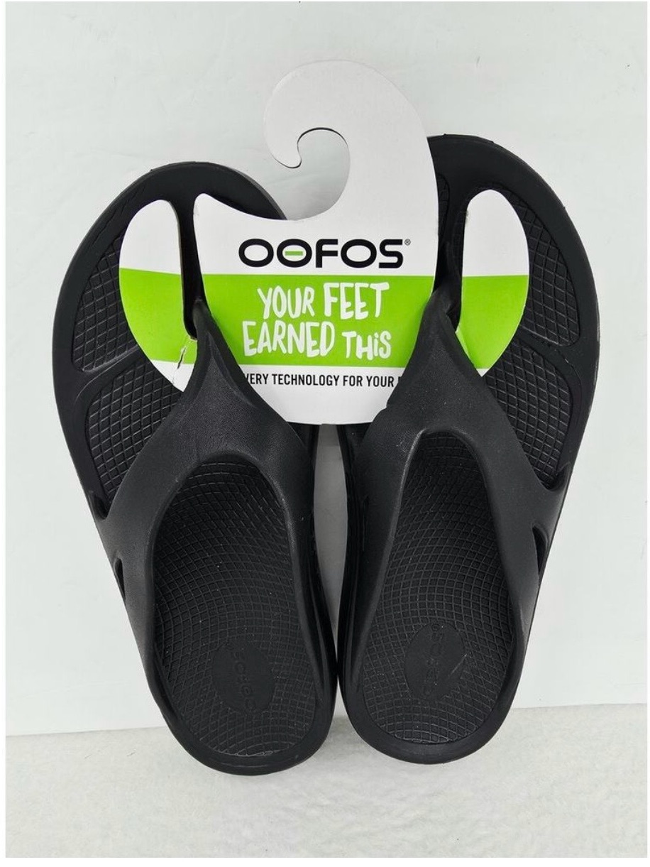 Oofos Ooriginal Unisex Recovery Flip-Flops Thong Sandals Black M6 W8